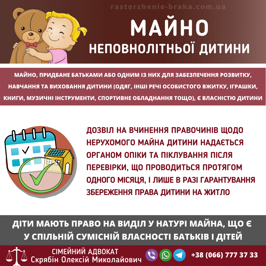 Майно неповнолітньої дитини